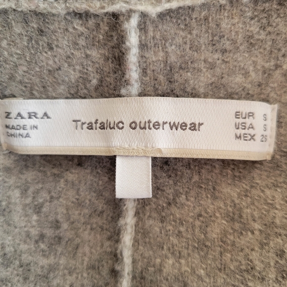 Zara Gray Heathered Wool Long Coat Size Small - Picture 4 of 4